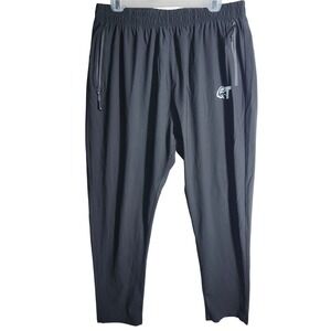 Muscle T Track Pants Black Zipper Pockets Elastic Waist‎ Size XL